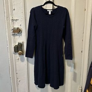 Navy knit dress London times cable knit